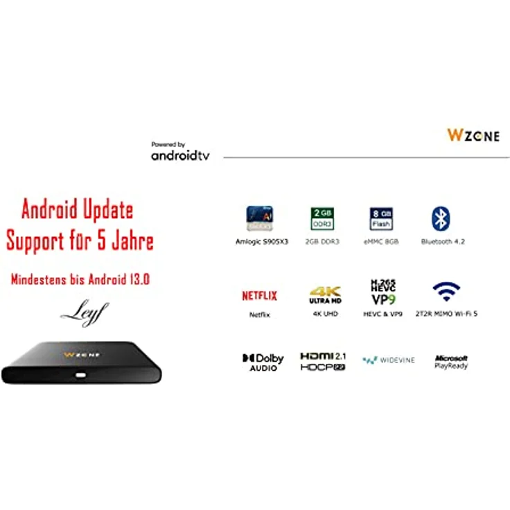 Leyf 4K UHD Android TV Box Original Licensed by Google LLC and Netflix, Disney, Prime Video WiFi , Type-C , HDMI 2.1 , USB 3.0 , Ethernet , MicroSD / Smart Tv, Chromecast, YouTube – Bild 2