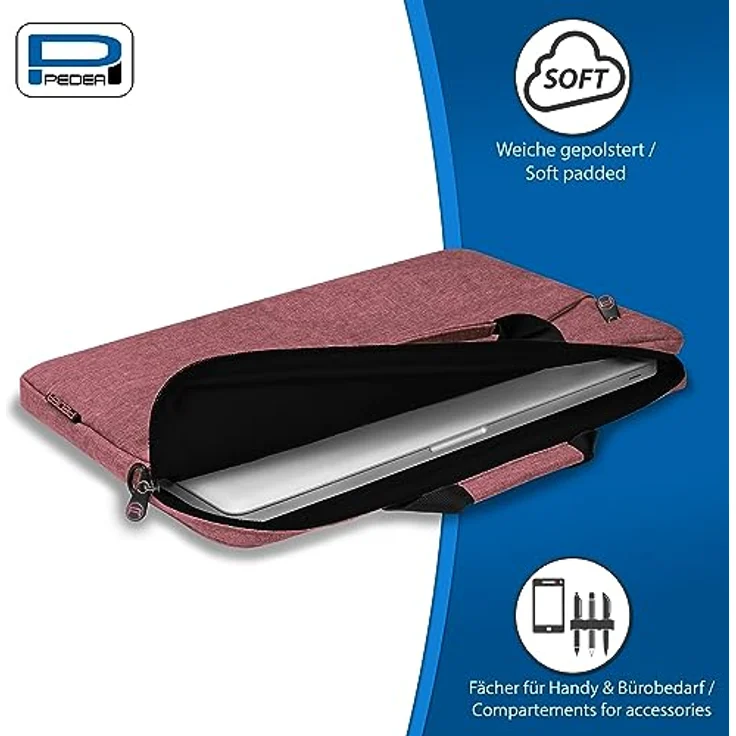 Pedea Laptoptasche Fashion bis 13,3 Zoll - Laptop Umhängetasche mit Schultergurt - Laptophülle rosa/schwarz - Notebooktasche für Damen & Herren – Bild 3