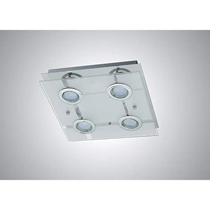 Trango 4-flammig 3177 LED Deckenleuchte in Eckig *MALTA* mit warmweißem Licht, Metallgehäuse, inkl. 4x 3 Watt GU10 LED Leuchtmittel