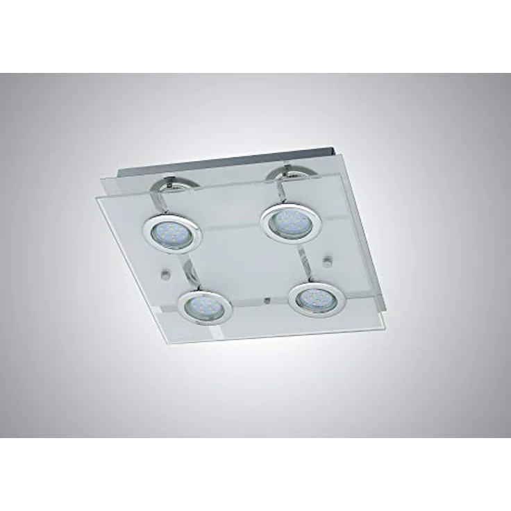 Trango 4-flammig 3177 LED Deckenleuchte in Eckig *MALTA* mit warmweißem Licht, Metallgehäuse, inkl. 4x 3 Watt GU10 LED Leuchtmittel – Bild 1