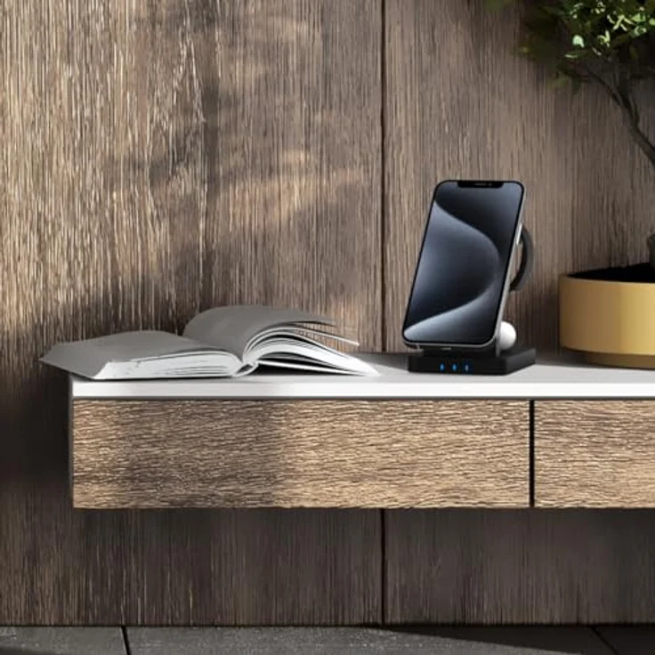 VINNIC ONTAKE 3-in-1 Magnetic Wireless Charging Dock Wireless Charger, Schnellladefunktion bis zu 15 W, elegant in Schwarz – Bild 3