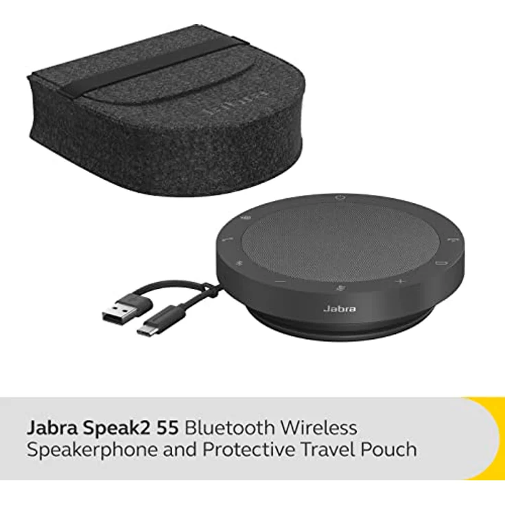 Jabra Speak2 55 Bluetooth-Freisprechlösung, 4 Mikrofone mit Geräuschunterdrückung, 50 mm Breitband-Lautsprecher, Breitband-Audio, kompakt, tragbar - für MS-Teams zertifiziert, Dunkelgrau – Bild 2