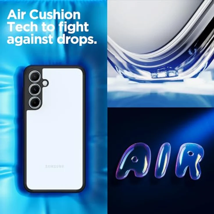 Spigen Ultra Hybrid Hülle für Samsung Galaxy A55 5G -Schwarz, PC Platte, TPU-Rahmen, Schutzrand, Air Cushion Technologie – Bild 4