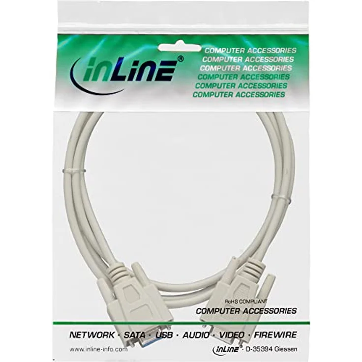 InLine 12229 Serielles Kabel, 9pol Buchse/Buchse, vergossen, 1:1 belegt, 1,8m – Bild 2