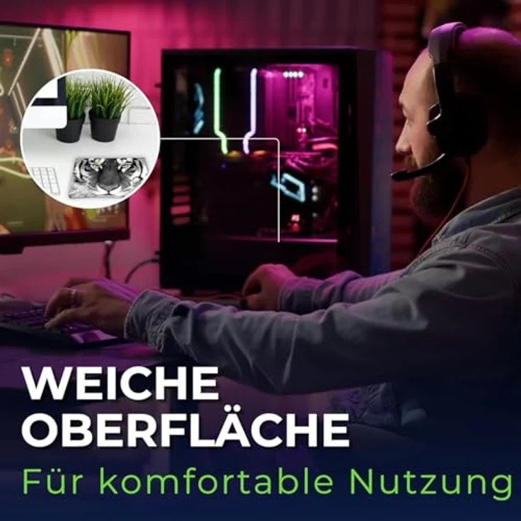 Silent Monsters Mauspad XXL 900 x 400 mm, großes rotes Mousepad mit vernähtem Rand, rutschfest & leise, ideal für Gaming und Büro, kompatibel mit allen Mausarten – Bild 5