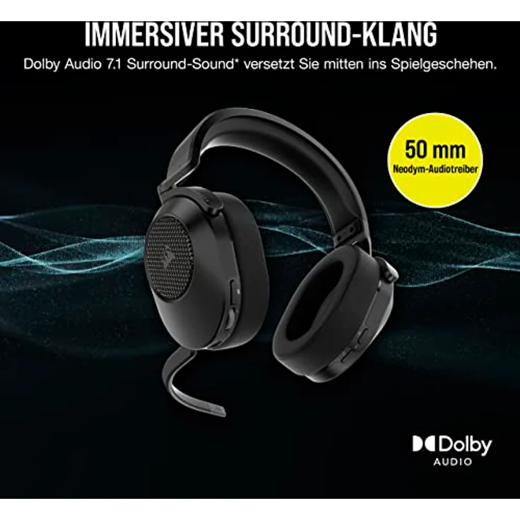 CORSAIR HS65 WIRELESS Multiplattform-Gaming-Headset Mit Bluetooth - Dolby 7.1 Surround Sound - Omnidirektionales Mikrofon - iCUE-Kompatibel - PC, Mac, PS5, PS4, Nintendo Switch, Handy - Carbon – Bild 4