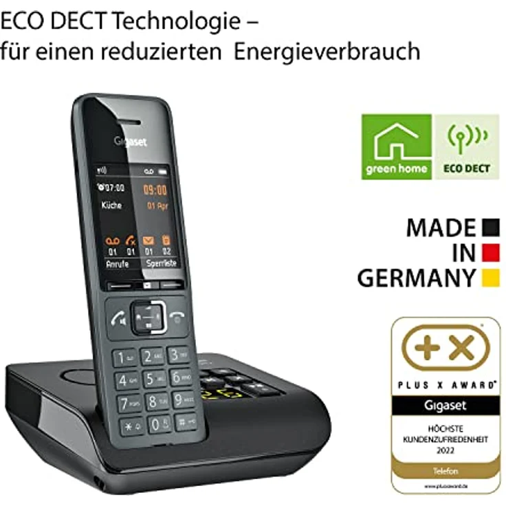 Gigaset Comfort 520A - Schnurloses DECT-Telefon mit Anrufbeantworter - Elegantes Design - Beste Audioqualität mit Freisprechfunktion - Komfort Anrufschutz - Adressbuch mit 200 Kontakten,titan-schwarz – Bild 5