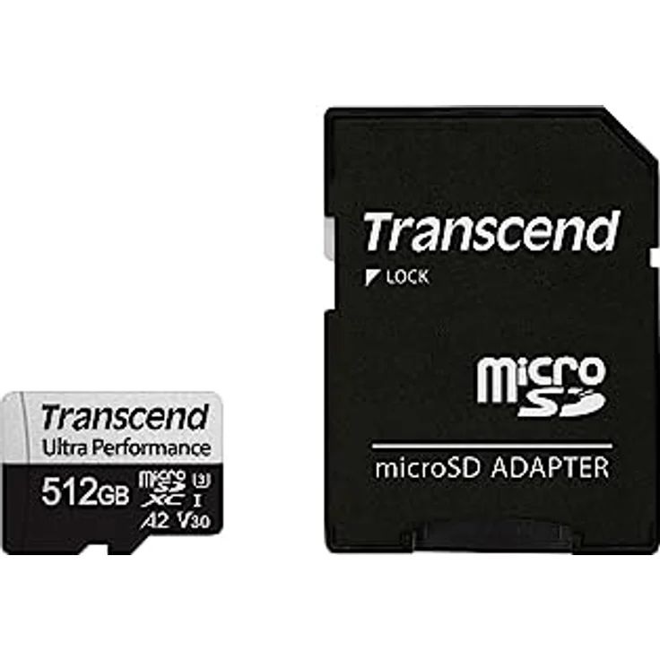Transcend 512GB microSD mit Adapter UHS-I U3 A2 Ultra Performance TS512GUSD340S – Bild 1