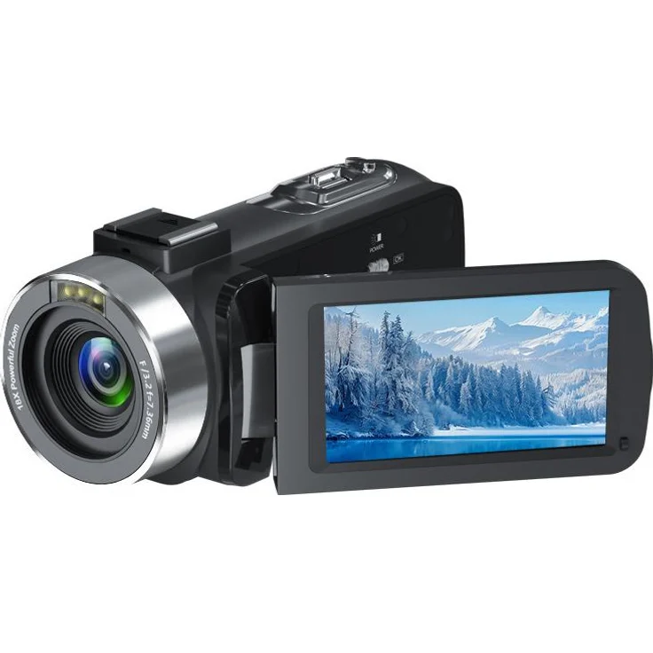 Dopwii Camcorder Videokamera 1080P, 48MP, 18X Digitalzoom, 3" drehbarer Bildschirm, LED-Fülllicht, inkl. 32 GB Speicherkarte