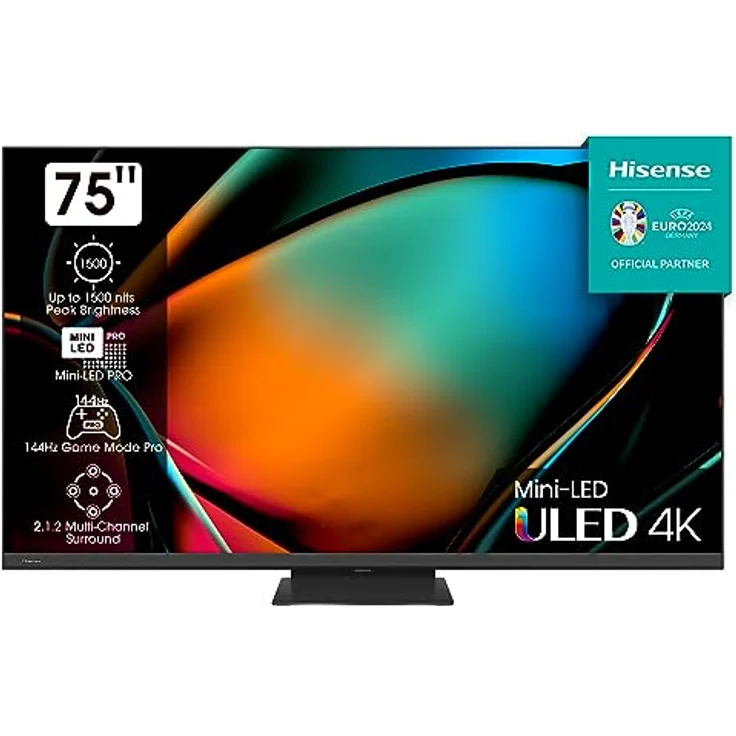 Hisense 75U8KQ Mini LED 4K ULED Smart TV - - 190,5 cm (75 Zoll) Dolby Vision IQ & Atmos, 120Hz Panel, Game Mode Pro, UHD AI Upscaler, HDR10+, Bluetooth, Apple AirPlay, Alexa, anthrazit [2023] – Bild 1