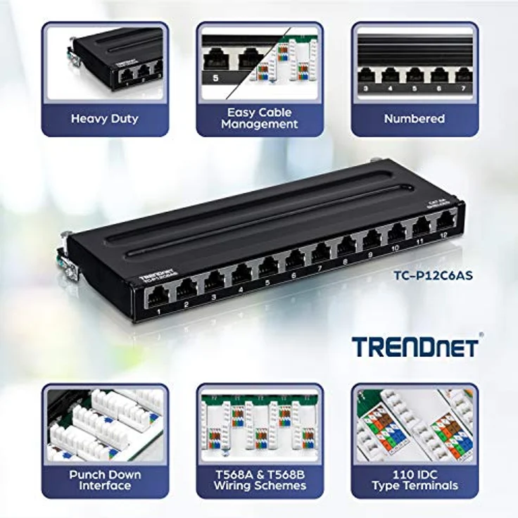 TRENDnet TC-P12C6AS Patch Panel 12-port Cat6a geschirmt Für Wandmontage – Bild 2