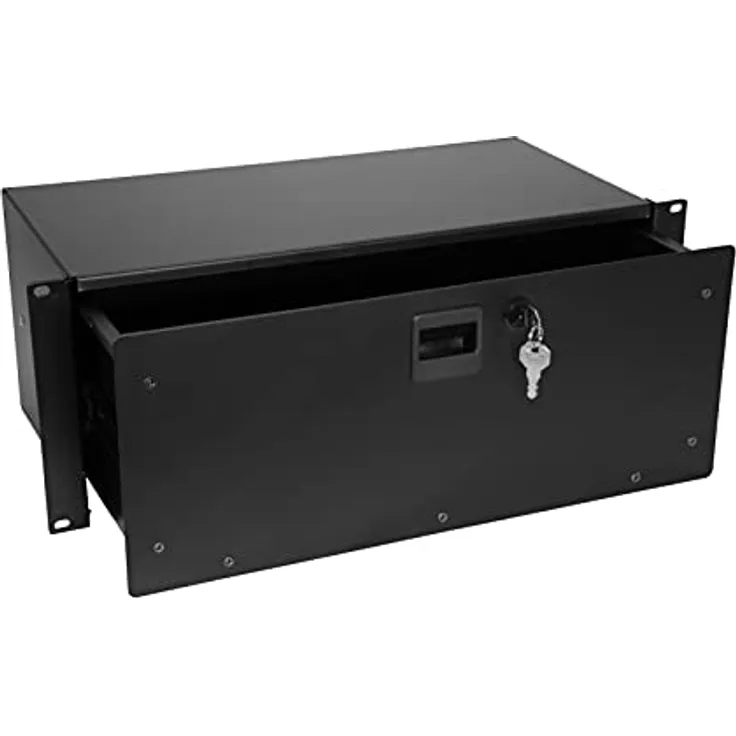 OMNITRONIC Rackschublade SN-4 Rackschublade mit Schloss 4HE | Abschließbare Schublade für 19" Racks
