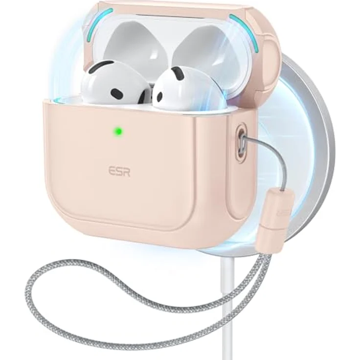ESR Orbit Hybrid Hülle für AirPods 4 (2024), USB-C, Wüstentitan, kabelloses Laden, mit Handschlaufe und magnetischem Deckel – Bild 1