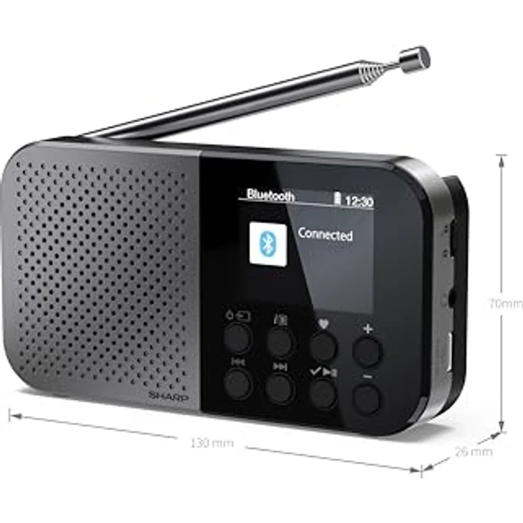 Sharp DR-P520, ultraportables DAB+ Mini-Radio mit integriertem Lautsprecher und Kopfhöreranschluss, Schwarz – Bild 7