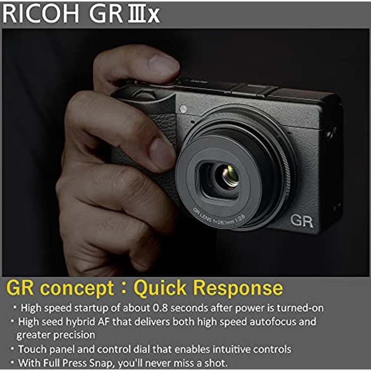 Ricoh GR III x - High-End-Kompaktkamera (24,24 MP, APS-C, Full HD, Autofokus, Wi-Fi, Bluetooth, USB) schwarz – Bild 4
