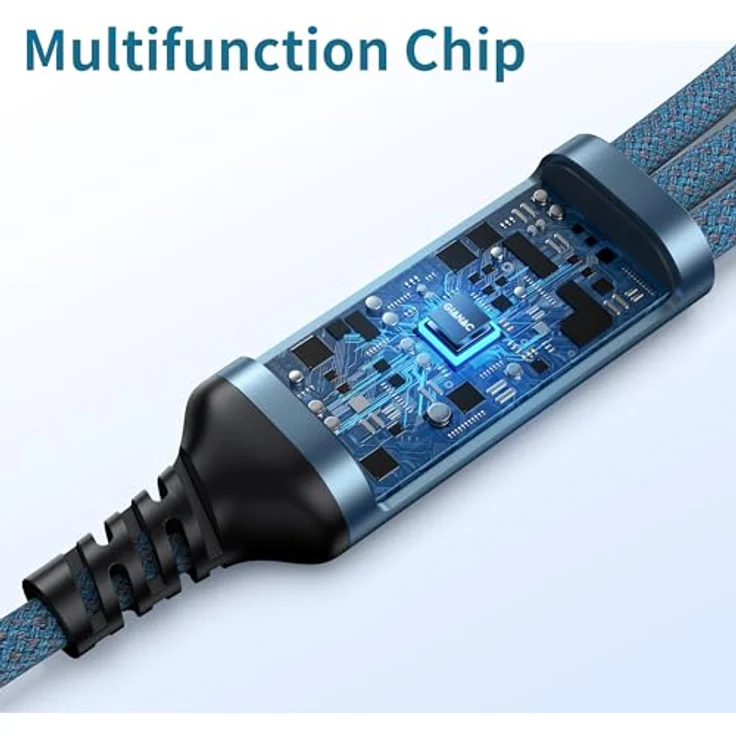GIANAC Multi USB Kabel 3 in 1 [2 Stück 2m] Schnellladekabel mit Micro USB, USB C, Lightning – für iPhone, Android, Samsung, Huawei, Blau & Grau – Bild 2