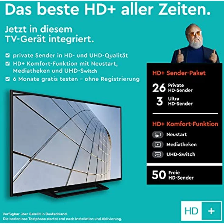 Toshiba 55UK3163DG 139 cm (55 Zoll) LED Smart TV (Ultra HD, Dolby Vision, HDR10, HDR HLG, Direct LED) HD-Triple-Tuner (Sat, Antenne, Kabel) Energieklasse G (DE-Modell) – Bild 3