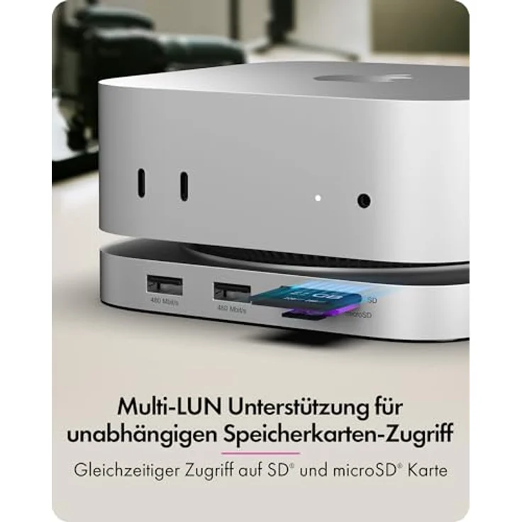 ICY Box IB-DK100, USB-C DockingStation (7-in-1) mit M.2 NVMe Slot, HDMI 4K 60Hz, 3x USB-A, SD/microSD, USB 3.2 Gen 2 10 Gbit/s, Aluminium für Mac mini M4 & USB-C PC – Bild 5