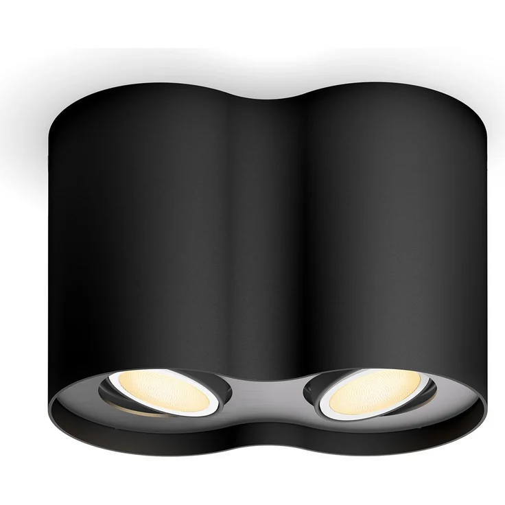 Philips Hue LED-Spot Pillar 2-flammig, Smarte Deckenbeleuchtung mit White Ambiance, schwarz – Bild 1