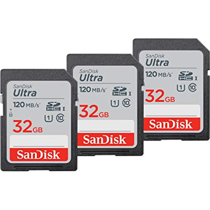 SanDisk Ultra 32GB SDHC Memory Card, Up to 120 MB/s, Class 10, UHS-I, V10, 3 packs – Bild 1
