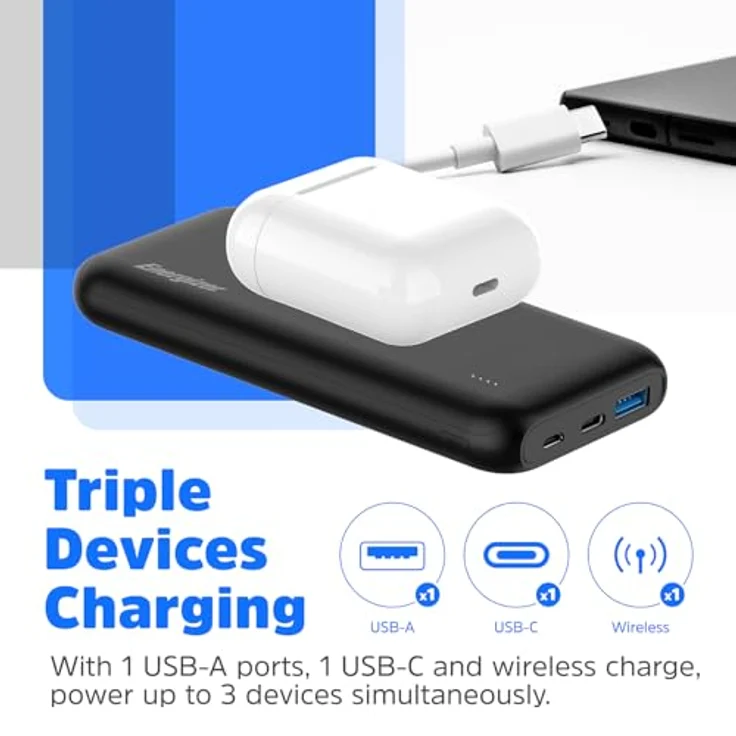 In diesem Fall wäre der geeignete Produkttitel:\n\nENERGIZER QE10009PQ Powerbank Lithium Polymer (LiPo) 10000 mAh Kabelloses Aufladen Schwarz, 10000mAh, 37Wh – Bild 4