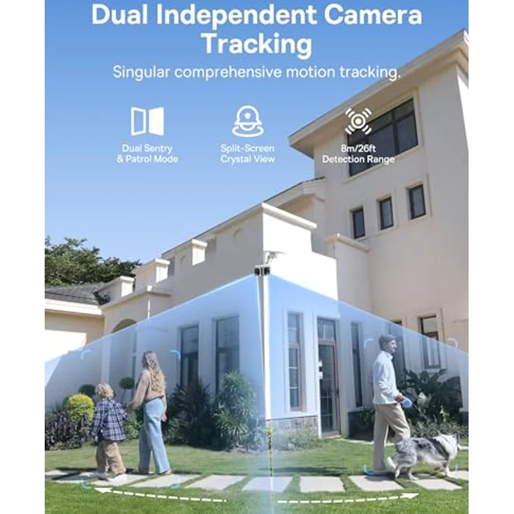Baseus Security X1 Pro, Solar WLAN Überwachungskamera Außen mit Dual-Kamera und 32 GB Micro-SD-Karte, 300° Panoramabedeckung, IP65 wetterfest, KI-Erkennung – Bild 4
