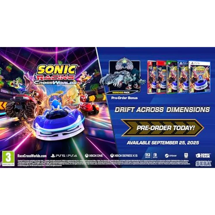 SEGA Sonic Racing: CrossWorlds, Xbox Series X Spiel mit 45 Fahrzeugen, inkl. Vorbesteller-Charakter Werehog und 23 Power-Ups – Bild 4