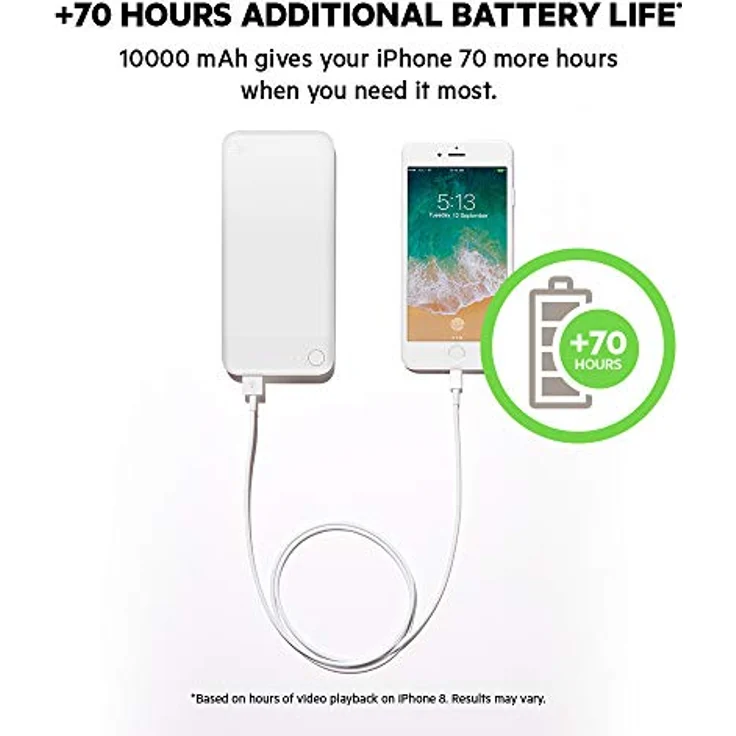 Belkin Boost Charge Powerbank 10K mit Lightning Connector (MFI-zertifiziertes, portables 10.000 mAh Lightning Ladegerät für iPhone 11, 11 Pro-Pro Max, X, XS, XS Max, XR, SE, 8-8+, iPad) Weiß – Bild 3