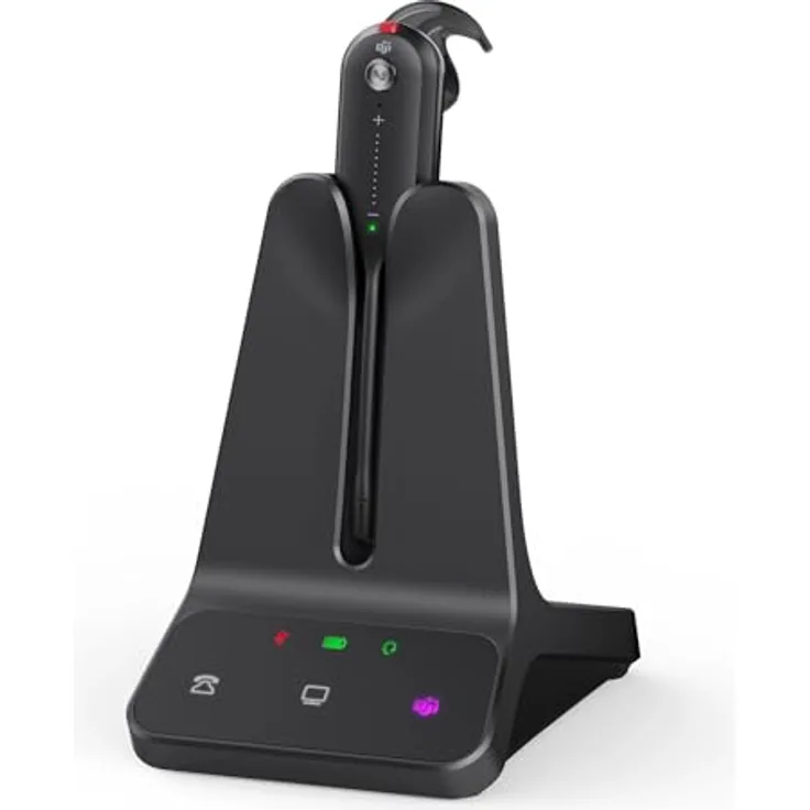 Yealink WH63 E2, DECT Wireless Headset mit Mikrofon, Teams Zertifiziert, Einohr, 2x Noise Cancelling Mic, 607 Ft Reichweite, 8H Sprechzeit, 3 Tragevarianten