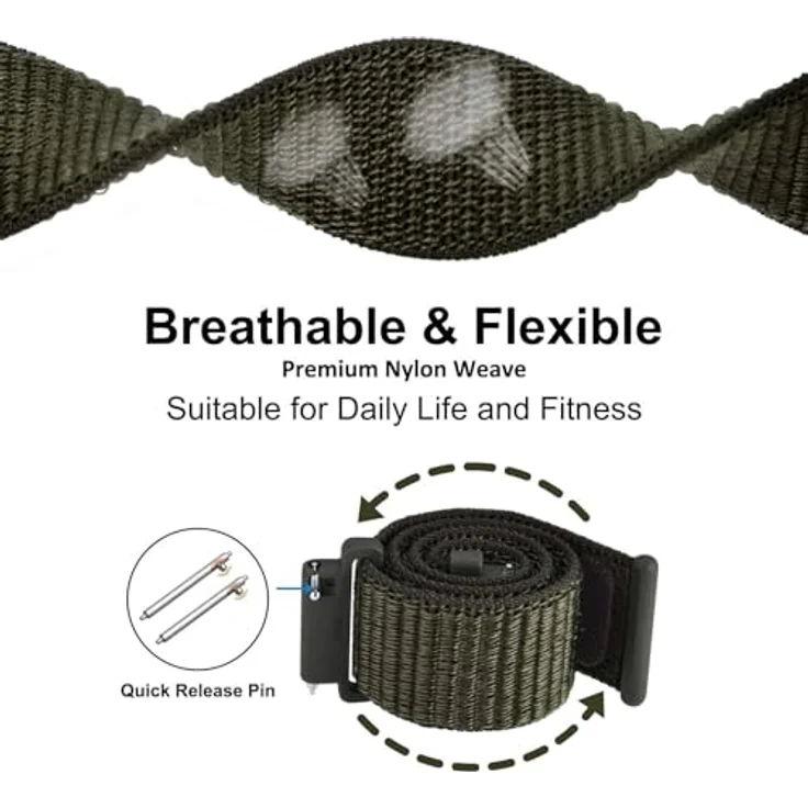 GIOPUEY Nylon Armband für Garmin Forerunner 165, 20mm Geflochtenes Sport Loop Uhrenarmband, Leicht und Atmungsaktiv, Colorful – Bild 3
