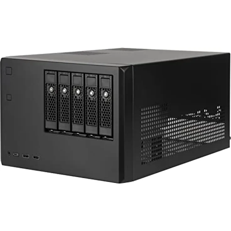 SilverStone Technology CS351, Hot-Swapping-fähiges SAS-12G-/SATA-6G-NAS-Gehäuse mit 5 Einschüben und hoher Leistung, SST-CS351, Schwarz