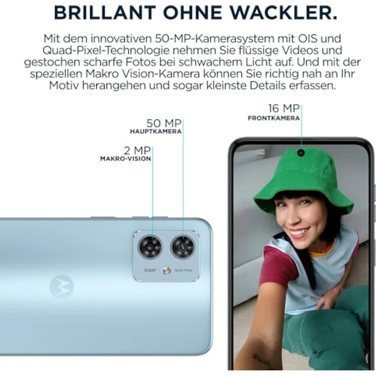 Motorola Moto G54 (256 GB, Glacier Blue, 6.50", SIM + eSIM, 50 Mpx, 5G), Smartphone, Blau – Bild 2