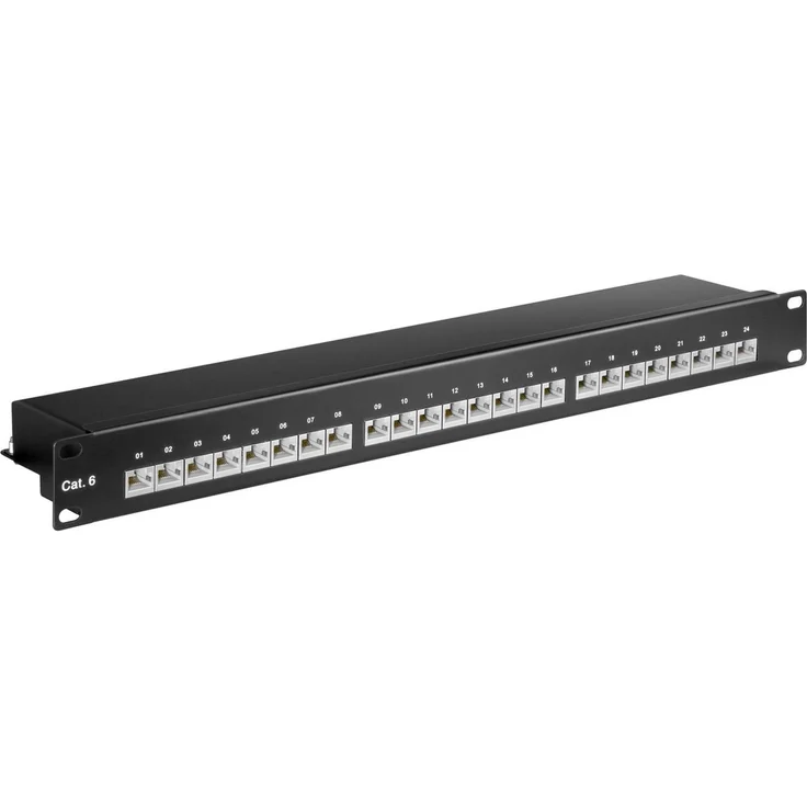 Microconnect Netzwerkschrank, Patch Panel CAT 6 STP RJ-45 X 24, Schwarz, 48.3 cm (19")