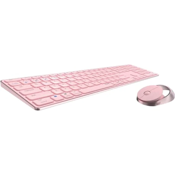 Rapoo 9750M kabelloses Tastatur-Maus Set Wireless Deskset 1600 DPI Sensor wiederaufladbarer Akku flaches Aluminium Design DE-Layout QWERTZ PC & Mac - pink – Bild 3