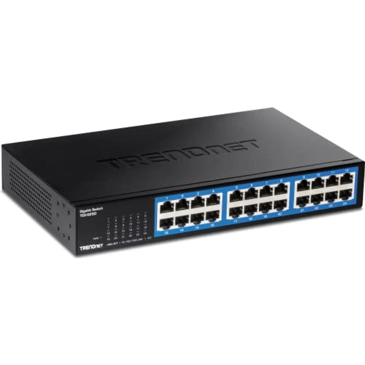 TRENDnet TEG-S25D 24-Port Gigabit Desktop Switch, 24 x Gigabit RJ-45 Ports, 48 Gbit/s Schaltleistung, lüfterloses Design, Metallgehäuse, internes Netzteil – Bild 1