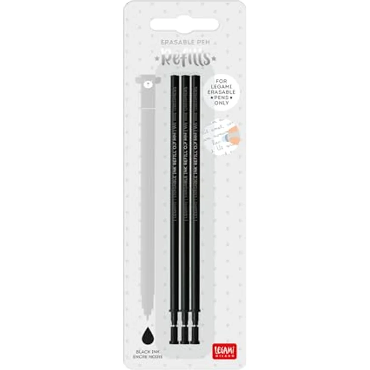 Legami Gelschreibermine Erasable Pen, REFEP0004, löschbar, Strichbreite 0,7mm, schwarz, 3 Stück – Bild 2