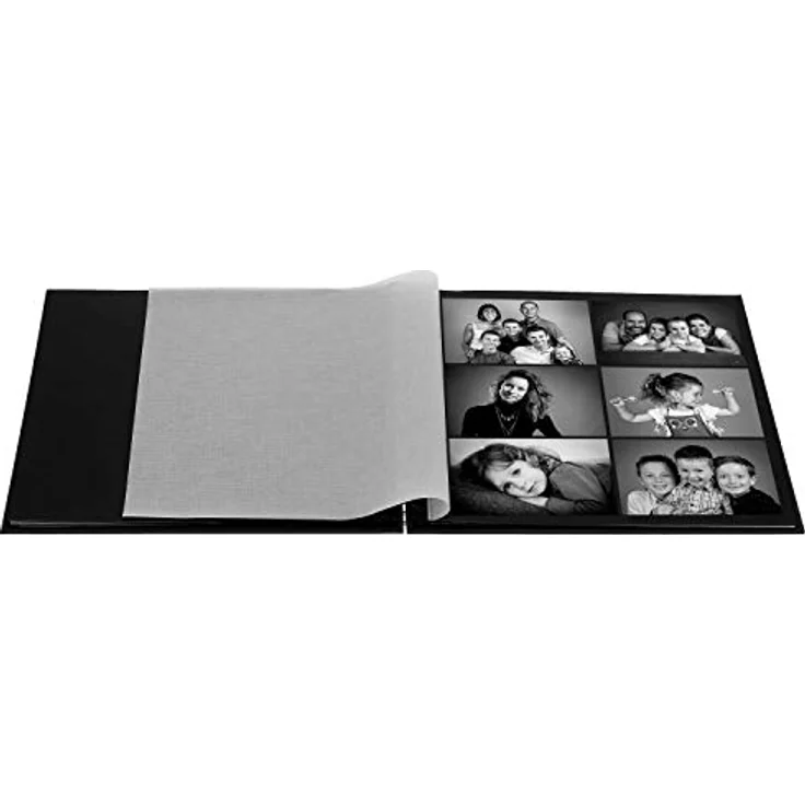 Hama Jumbo Fotoalbum, 36 x 32 cm, 50 schwarze Seiten, 25 Blatt, mit Ausschnitt für Bildeinschub, Fotobuch schwarz – Bild 2