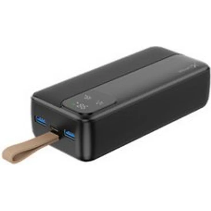 XLAYER Powerbank Rapid 27.000 mAh, kompakte Solar Powerbank mit USB Typ C und 2 USB A-Ports, schwarz