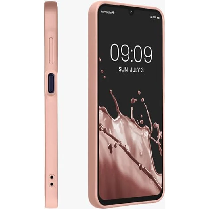 kwmobile Handyhülle für Samsung Galaxy A25, Silikon Schutzhülle metallisch schimmernd in Metallic Rosegold, flexibel und rutschfest – Bild 4