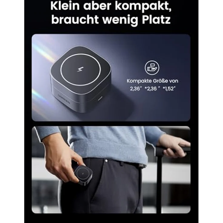UGREEN MagFlow 2 in 1 iPhone Ladestation mit MagSafe faltbarem Wireless Charger für iPhone 16/16 Pro/16 Pro Max/15/14/13/12, AirPods, Winkel-Einstellbarem Ladeständer, 1M Kabel, in Schwarz – Bild 5
