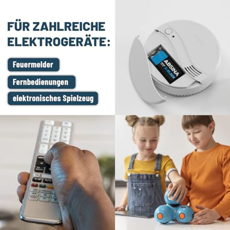 ABSINA 8X 9V Blockbatterie Alkaline, langlebig & auslaufsicher, ideal für Rauchmelder und mehr, Temperaturbereich -20°C bis +60°C – Bild 2