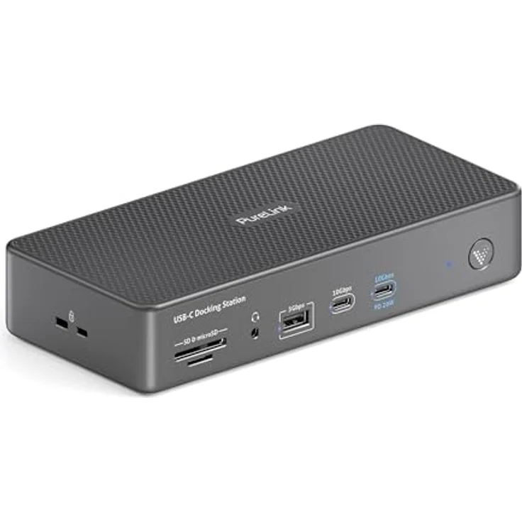PureLink Vuelogic USB C Docking Station für 4 Monitore, 18-in-1 Multifunktionale Dockingstation Laptop, 3X HDMI / 3X DP 8k Unterstützung, Ethernet, Multiport, Schwarz – Bild 1
