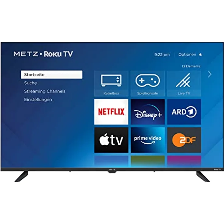 METZ Blue Roku TV, HD Smart TV, 32 Zoll, 80 cm, Fernseher mit Triple Tuner, TV mit WLAN, LAN, HDMI, USB, HDTV, Netflix, Prime, Disney +, 3 Monate gratis Apple TV+, 32MTD3011Z