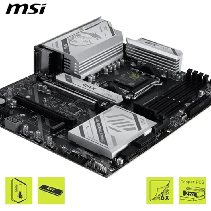 MSI MAG X870E Gaming MAX WiFi Mainboard, ATX - Unterstützung für AMD Ryzen 9000/8000/7000, DDR5 bis 8200+ MT/s OC, PCIe 5.0, M.2 Gen5, Wi-Fi 7, 5G LAN – Bild 4