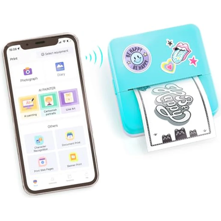 Canal Toys - Photo Creator CLK017 Taschen-Drucker Set für Smartphone mit Markern, Stickern und Thermopapier-Rollen für Instant-Druck, Blau – Bild 5