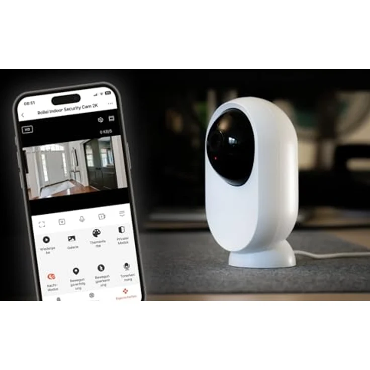 Rollei Indoor Security Cam 2K, Netzwerkkamera, Schwarz, Weiss mit Bewegungserkennung und Nachtsicht – Bild 5