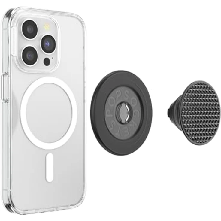 PopSockets PopGrip Alu Triangle Knurl MagSafe, Smartphone Halterung mit magnetischem Adapterring, schwarz – Bild 5