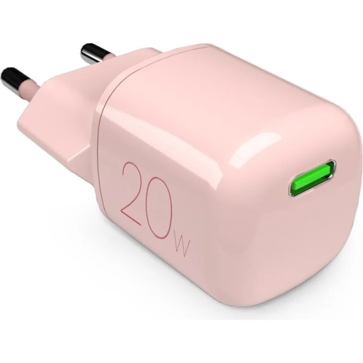 PURO PUFCMTCUSBC20WGROSE, Ladegerät für Smartphone und Tablets, Pink, Kabelloses Schnellladen, Indoor-Nutzung