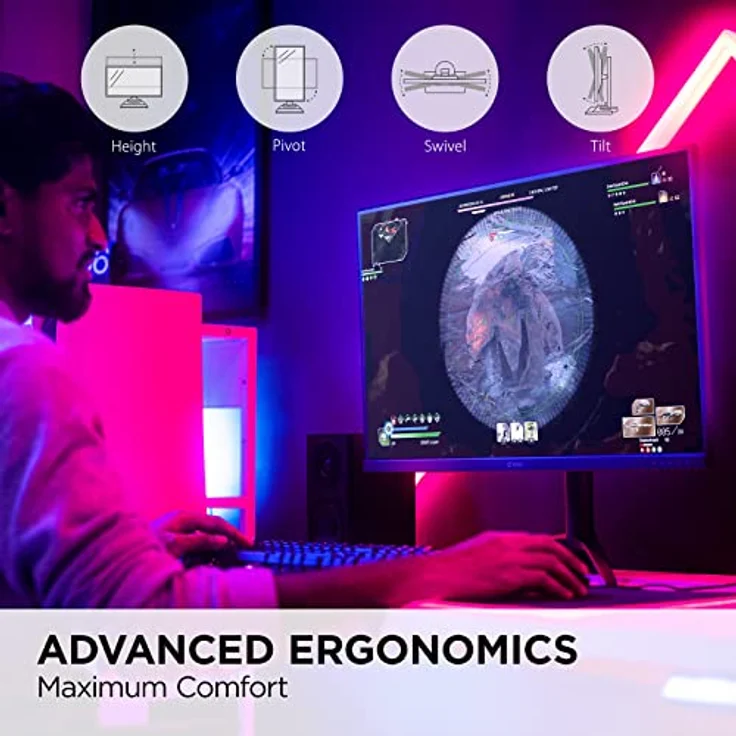 ViewSonic VX2728J 68,6 cm (27 Zoll) Gaming Monitor (Full-HD, IPS, 180 Hz, 1 ms, FreeSync Premium, HDMI, DP, Lautsprecher, Höhenverstellbar) in Schwarz – Bild 3