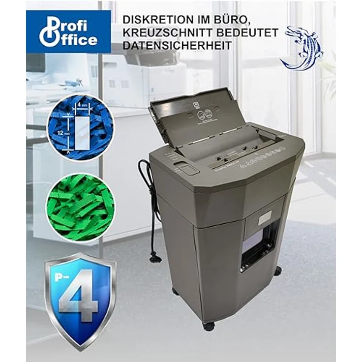 ProfiOffice Aktenvernichter autofeed Partikelschnitt Sicherheit P-4 Piranha 308 AF - 80 Blatt Einzug, zuverlässig schnell, DSGVO konform (91951) – Bild 4